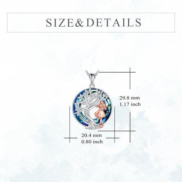 Sterling Silver Tree of Life Necklace with Crystal, 18+2 inch Chain, Gift Box - Picture 4 of 7